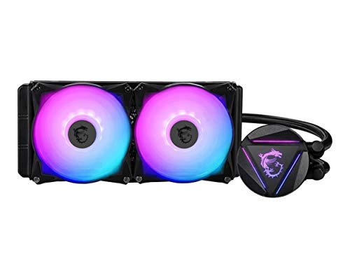 MSI MAG CORELIQUID 240R CPU AIO Cooler '240mm Radiator, 2x 120mm ARGB PWM Fan, Adjustable ARGB MSI Dragon CPU Mount, Compatible with Intel and AMD Platforms'