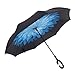 AWEOODS Double Layer Inverted Umbrella Cars Reversible Umbrella (Blue Daisy)