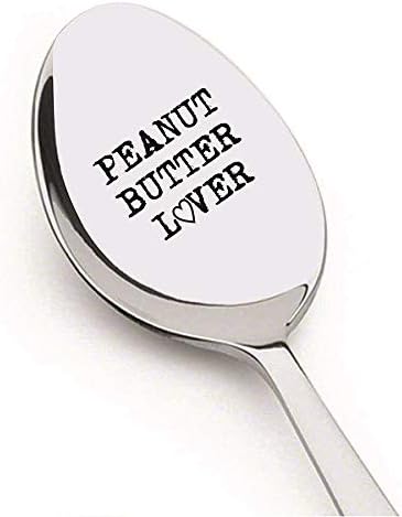 Peanut Butter Lover On a Spoon by Weenca – Sturdy Long Handle Spoon – Simple and Elegant with a Mirror Finish – Long Lasting Inscription