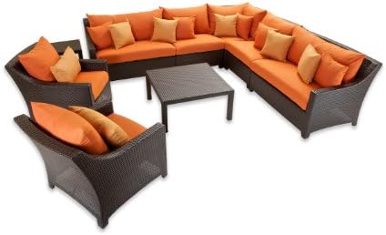 RST Brands OP-PESS9-TKA-K Tikka 9-Piece Corner Sectional Sofa and Club Chairs Set