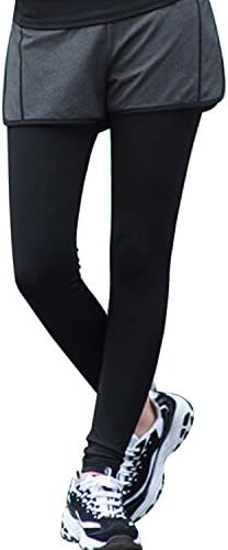 Egoodbest Women Wicking Breathable Slim False Two Pieces Pants for Yoga Riding Running Sports and Daily Plain Clothes