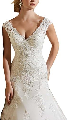Thrsaeyi Romaniadresses Lace Applique Off-Shoulder Mermaid Bridal Dresses Wedding Gowns (14, White)
