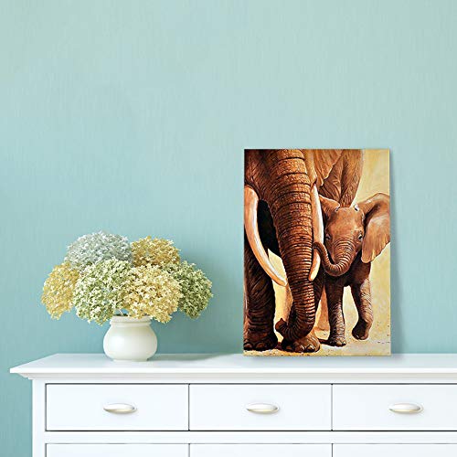 Ginfonr 5D Diamond Painting Kit Completo: Elefanti Nella Giungla - Quadro Fai-da-te Con Tela Adesiva, Strass, Penna, Vassoio (30x30cm)