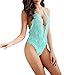 Rozegaga Women's Sexy Deep V Halter Lingerie Lace Babydoll Sexy Tight One Piece Onesize Green