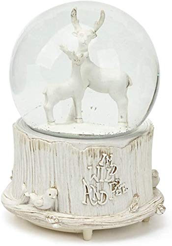 Personalized Snow Globe Musical Box with Colorful Changing LED Lights, Home Décor Christmas Brithday (Deer)