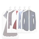 Wallaby Pack of 5 PEVA Garment Bag, Full Zipper Suit Bag , Light Weight, 4 Medium and 1 Large