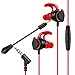AGPTEK in-Ear Gaming Headphones with Dual Mic, 3.5MM Wired Earbuds Gaming Earphones with 3 Pairs Different Sizes Earbuds for PS4, Xbox, PC, Laptop, Mobile Phone, Red