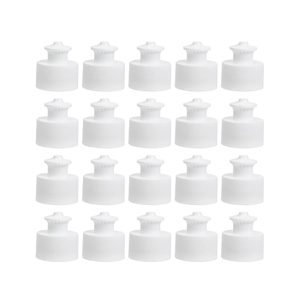 FZGLHQQ 20Pcs Push Pull Caps Reusable Bottle Caps Plastic Push Pull Replacement Caps Twisted Bottle Lids for Water Bottles(White)