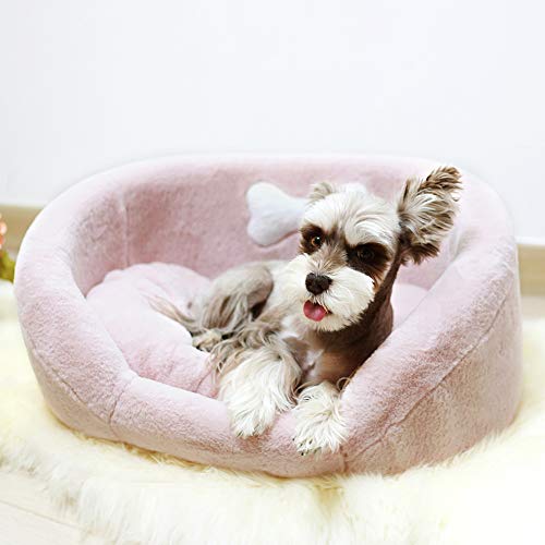 Affetto Premium Orthopedic Dog Bed Lounge Sofa, Luxury Faux Fur Cuddle Pet Bed [Pink/L]