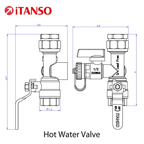 iTANSO 3/4-Inch IPS Isolator Tankless Water Heater Service Valve Kit with Clean Brass Construction