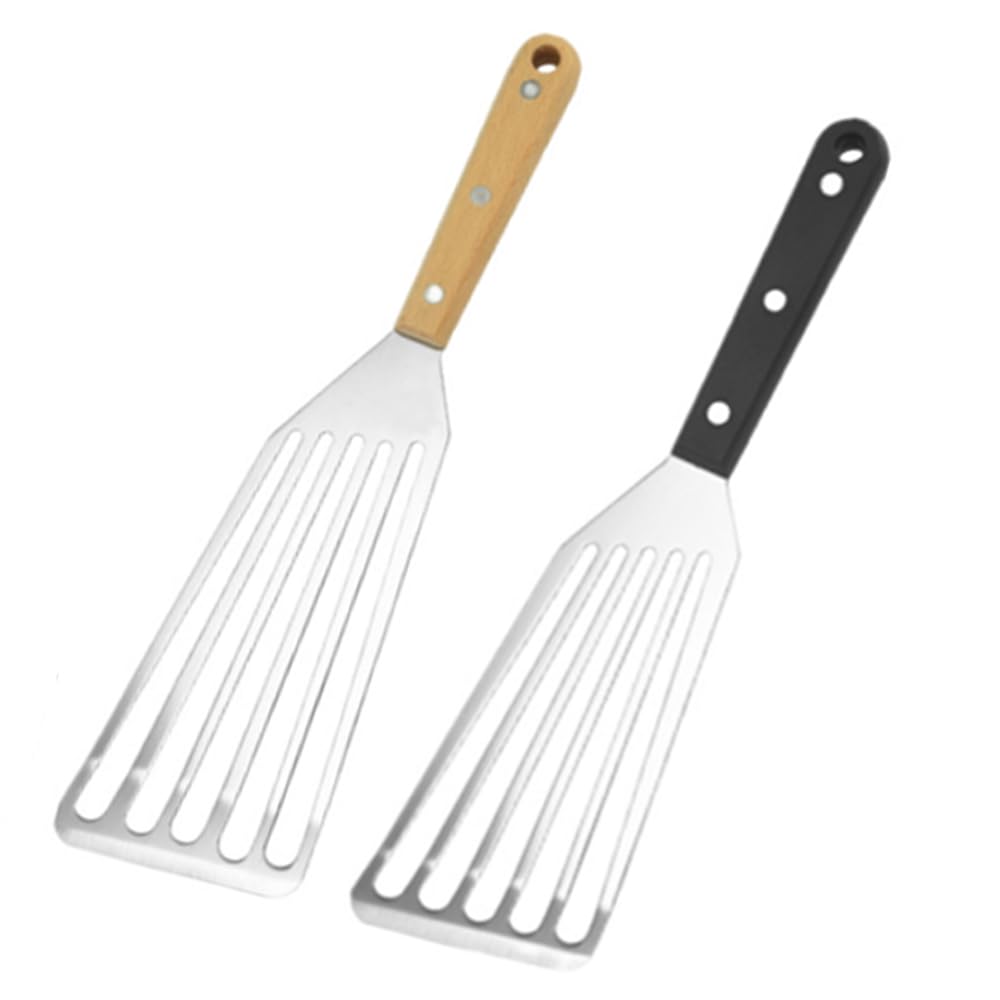 Stainless Steel Fish Spatula Professional Fish Spatula 2 Pieces Metal Flexible Slotted Turner for Cooking Frying Grilling Dishwasher Safe (2 Pcs 12.48in)