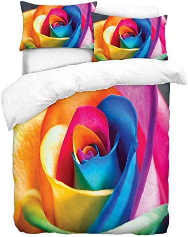 Jennifer Davidson Rainbow Rose 3D Digital Print Duvet Cover UK Made (Double)