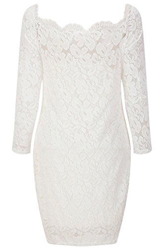 Herose Ladies Silky Soft Lace Dress Mini Outfits Strapless Wedding Dress M White