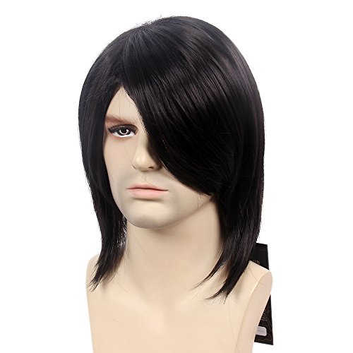 STfantasy Mens Male Guy Wig Mid Length Long Straight Cosplay Party Hairpiece Toupee 16