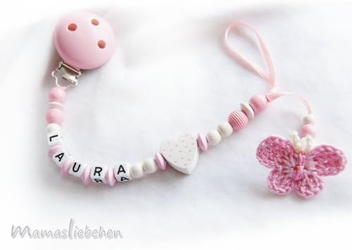 Personalized Pacifier Clip Model 1053, Handmade by mamasliebchen by mamasliebchen