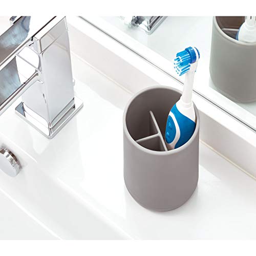 iDesign Cade Holder, Holds Normal Toothbrushes, Spin Brushes, and Toothpaste, Matte Gray