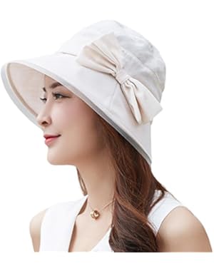 SPF50+ Foldable Womens Bucket Boonie Sun Hat w/ Chin Cord for Summer