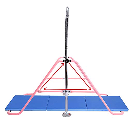 Safly Fun Expandable Gymnastics Bars with Mat Junior Training Bar Gymnastic Folding Horizontal Bars with Mat for Kids(Pink+Mat)