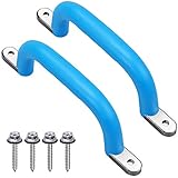 Besthouse Set of 2 Non-Slip Solid Playground Safety Handles, Swing Set Kids Safety Hand Grips for Playset, Climbing Frame, Play House, Indoor Monkey Bars & Treehouse Accessories, Blue, 10