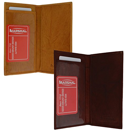 Marshal Checkbook Covers - Set of 2 - Genuine Leather (Burgundy-Tan)
