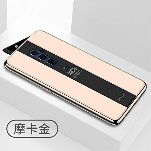 Yhuisen Fashion Luxury Plating PC Glass Mirror Back Cover Soft Frame Shockproof Protective Case for Oppo Reno 10x Zoom (6.6 inch) (Color : Gold)
