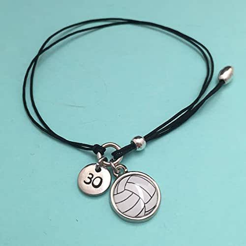 Volleyball cord bracelet, volleyball charm bracelet