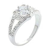 Sankuwen Women's Chic Sterling Silver Crystal Heart Shaped Love Wedding Ring