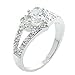 Sankuwen Women's Chic Sterling Silver Crystal Heart Shaped Love Wedding Ring (9)