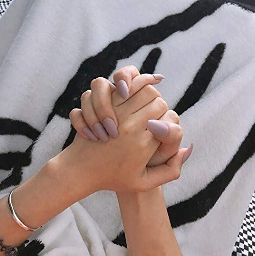Campsis 24PCS Matte Fake Nails Pure Color Coffin False Nail Fashion Full Cover Acrylic Nail Art for Women and Girls (Nude Pink)
