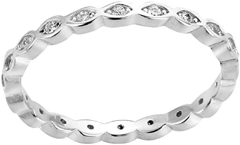 Cubic Zirconia Stackable Endless Eternity Ring Sterling Silver (Color Options, Sizes 3-15)