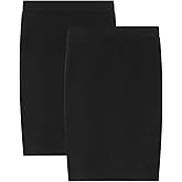 Noomelfish Girls 2 Pack Knee Length Pencil Skirts Plain Stretch Cotton Modest Skirt (5-14 Years)