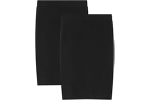 Noomelfish Girls 2 Pack Knee Length Pencil Skirts Plain Stretch Cotton Modest Skirt (5-14 Years)