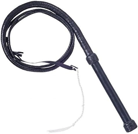 TackRus 8 Foot 10 Plait Black Indiana Jones Stuntman Bull Whip Leather Bullwhip 70004