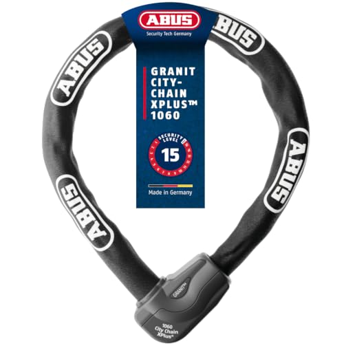 ABUS Kettenschloss Granit CityChain XPlus 1060 – Fahrradschloss aus gehärtetem Stahl – ABUS-Sicherheitslevel 15 – 85 cm – Schwarz