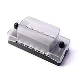 6 Circuit Fuse Block W/Negative Bus - JOYHO ATC/ATO 6-Way Fuse Box with Ground, with Negative Bus & Protection Cover, Bolt Connect Terminals, 70 pcs Stick Label, for Vehicle Car Boat Marine Auto