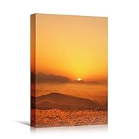 Canvas Wall Art Ocean Sunset Coastal Orange Photography Relax/Calm Romantics Sunset Warm - 12x18 inches