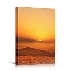 signwin Canvas Wall Art Ocean Sunset Coastal Orange...