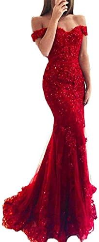 Ruisha Women Lace Beaded Off Shoulder Formal Prom Evening Dresses Gowns Long Mermaid 2018 RS0046
