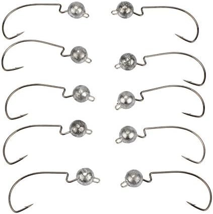 YOGAYET Jigs Heads Soft Lead Fishing Hooks for Bass Saltwater Set Pack of 10 (3.5g/0.12oz)