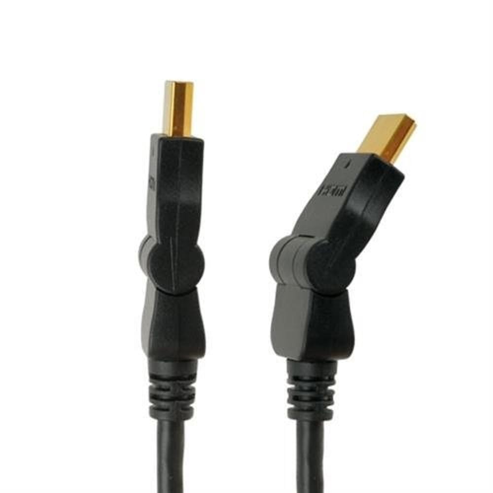 HDSupply X-HC060-XXX high speed HDMI cable with Ethernet, HDMI-A plug (19-pin) to HDMI-A (19-pin), double shielded, gold-plated contacts, pivoting connectors, in black