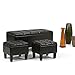 Simpli Home Dover 3-Piece PU Leather Rectangular Storage Ottomans, Espresso Brown