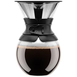See Bodum Coffee Maker, Pour Over Coffee Maker with Permanent Filter, Black Band, 34 Ounce Details