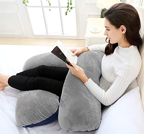 AngQi Pregnancy Body Pillow with Velvet Cover, L Shaped Full Body Pillow for Pregnant Women and Side Sleeping