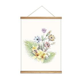 Hanging Poster Wooden Framed Beautiful Birds Flowers Plants Theme Home Wall Canvas Prints Ready to Hang - 18"x24" inches