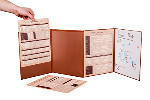 Hexers Game Master Screen - Dungeons and Dragons D&D DnD DM Pathfinder RPG role playing compatible - 4 Customizable Panels - Inserts included that slide into the pouches - Dry erase tracker sheet