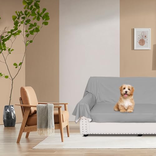 DUJUIKE Waterproof Bed Sheet Pet Hair Resistant Dog Cat Bed Sheet Mattress Protector for Kids Waterproof Breathable Fabric (Grey, Queen 200x230cm)