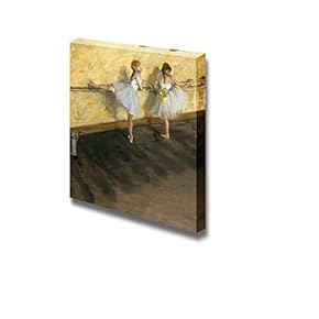 Dancers Practicing at The Barre by Edgar Degas Famous Fine Art Reproduction World Famous Painting Replica on ped Print Wood Framed - Canvas Art Wall Art - 12" x 12"