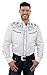 STARR Western Cowboy Shirt for Men by Snap Front, Long Sleeve, Embroidered, Retro | Flame Design, Smile Pockets | Trim Fit SHC001-WHITE-Size-XL