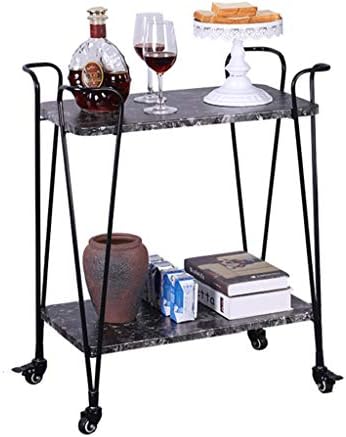 WSHD Exquisite Utility Rolling Tea Bar Cart Mobile Storage Multifunctional Home Kitchen Bathroom Storage Trolley Serving Cart Iron Art Shelves (2 Tier)