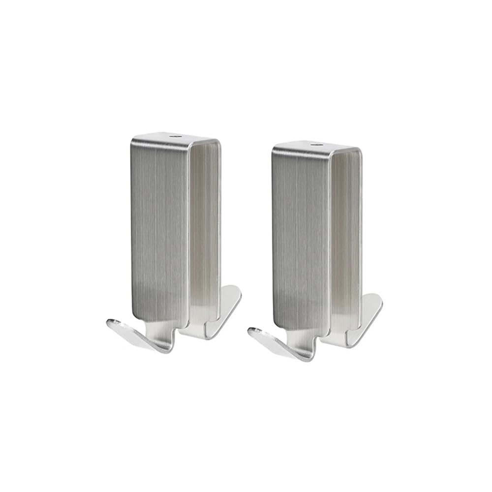LAKYMIE 2Pcs Stainless Steel Shower Hooks, No Drill Required, Modern Design for Bathroom, Kitchen, Bedroom